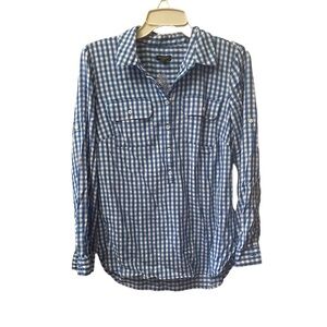 Talbots blue and white gingham blouse size S